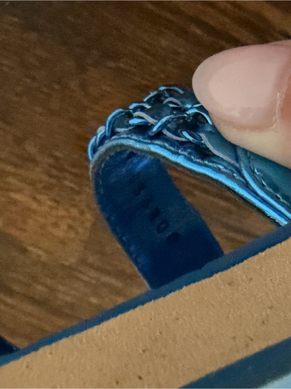 CHANEL Metallic Teal Blue Quilted Sandals with Chain Trim - Picture 6 of 7